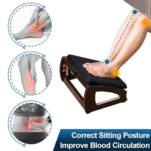 StrongTek Wooden Foot Stool Under Desk | Removable Cushion, Espresso, Supports Natural Foot Position thumbnail 2