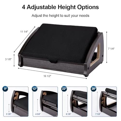 StrongTek Wooden Foot Stool Under Desk | Removable Cushion, Espresso, Supports Natural Foot Position thumbnail 3