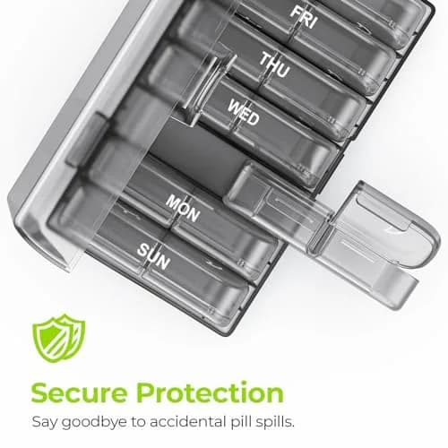 AUVON XL Weekly Pill Organizer 2 Times a Day, Gray AM PM Pill Case | 14 Compartments, BPA-Free, Travel-Ready thumbnail 4