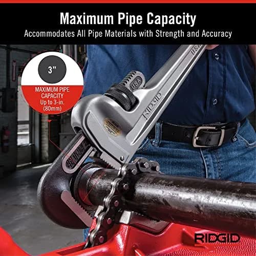 RIDGID 24" & 18" Pipe Wrench Set | Stainless & Aluminum, Heavy Duty, 3 & 2.5 Inch Capacity thumbnail 7