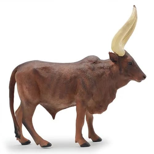Gemini&Genius Longhorn Cow Farm Animal Figurine | Durable Wild Ox Model for Kids & Collectors thumbnail 1