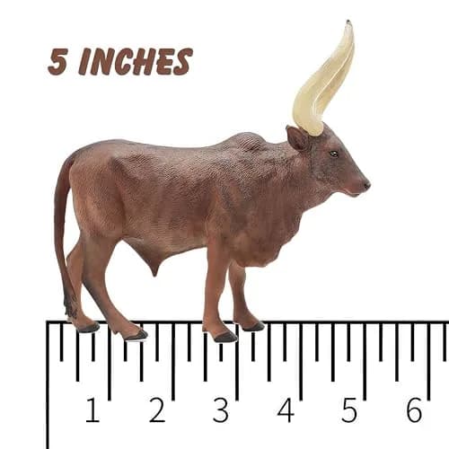 Gemini&Genius Longhorn Cow Farm Animal Figurine | Durable Wild Ox Model for Kids & Collectors thumbnail 9