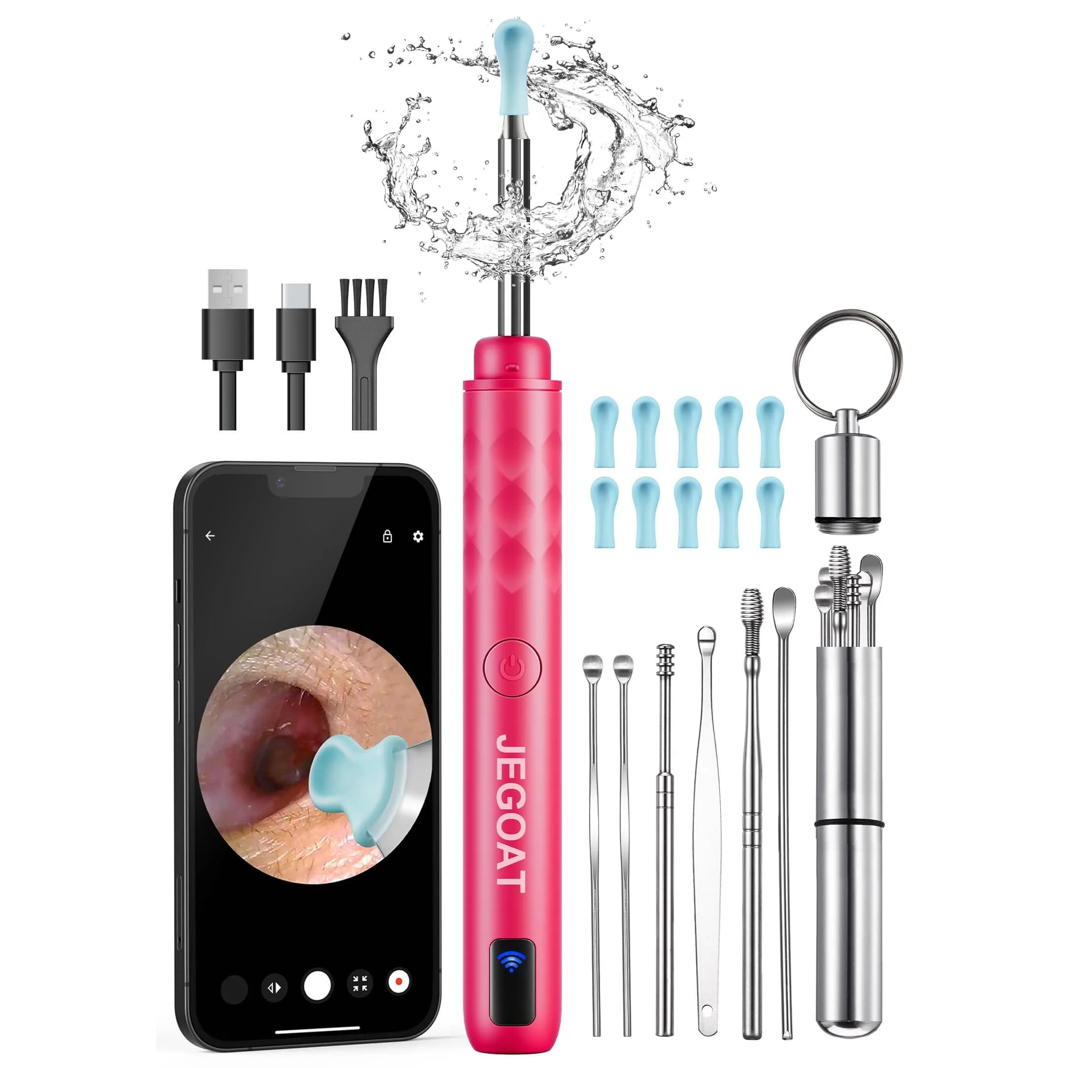 JEGOAT Ear Wax Removal with HD Camera 1296P | Gentle Ear Cleaning & Inspection Tool