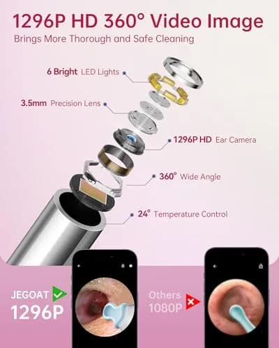 JEGOAT Ear Wax Removal with HD Camera 1296P | Gentle Ear Cleaning & Inspection Tool thumbnail 3
