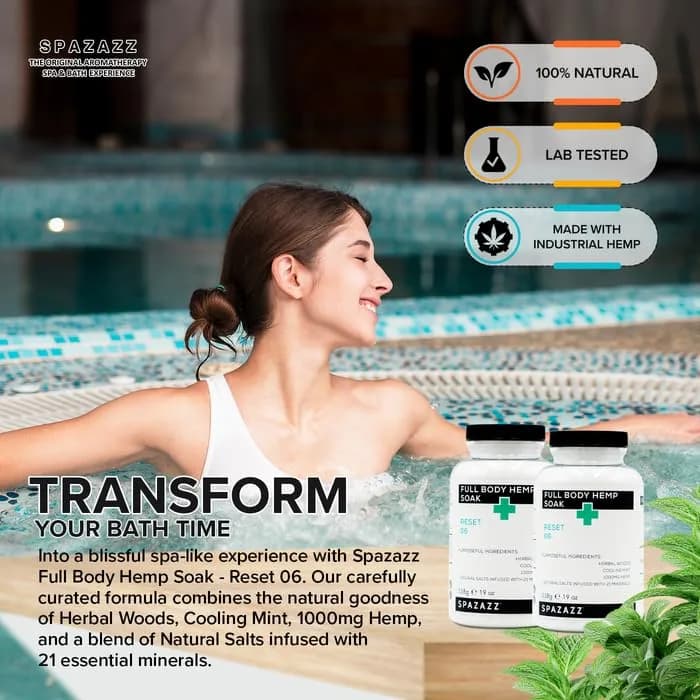 Spazazz Full Body Hemp Soak Reset 06 Aromatherapy Salt | 19 oz | Relaxing Hemp & Mineral Bath thumbnail 8