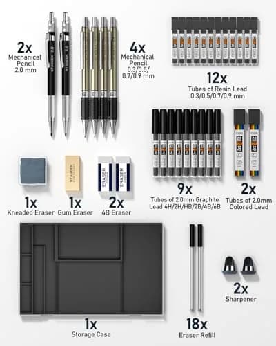 STAGEEK Mechanical Pencil Set with Case, 430g (0.95 lb) | 37 Pieces, 5 Models, 492 Leads thumbnail 7