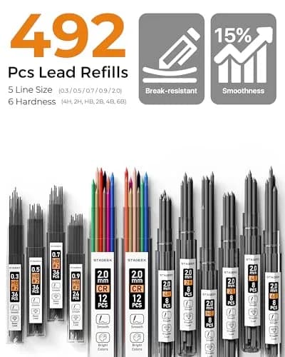 STAGEEK Mechanical Pencil Set with Case, 430g (0.95 lb) | 37 Pieces, 5 Models, 492 Leads thumbnail 3