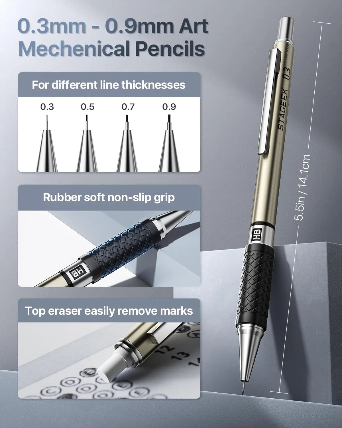 STAGEEK Mechanical Pencil Set with Case, 430g (0.95 lb) | 37 Pieces, 5 Models, 492 Leads - view 4