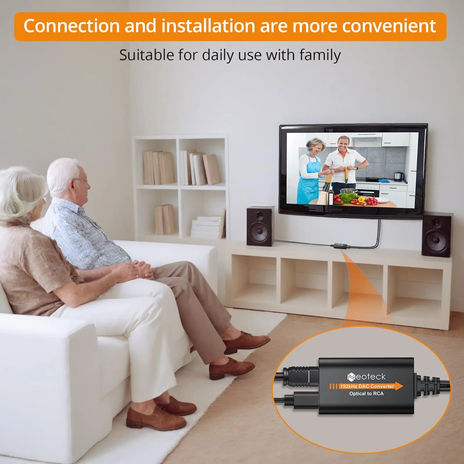 Neoteck Optical to RCA DAC Converter with Amplifier 192kHz SPDIF to Analog Audio Cable | Stereo Output - view 5