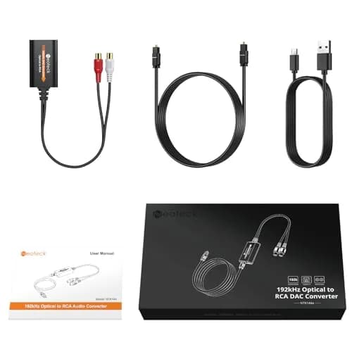 Neoteck Optical to RCA DAC Converter with Amplifier 192kHz SPDIF to Analog Audio Cable | Stereo Output thumbnail 7