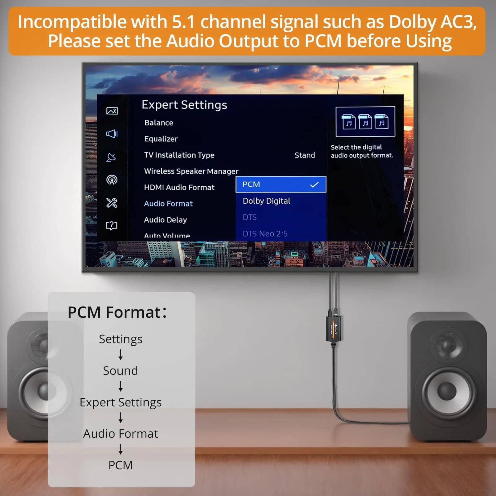 Neoteck Optical to RCA DAC Converter with Amplifier 192kHz SPDIF to Analog Audio Cable | Stereo Output - view 4