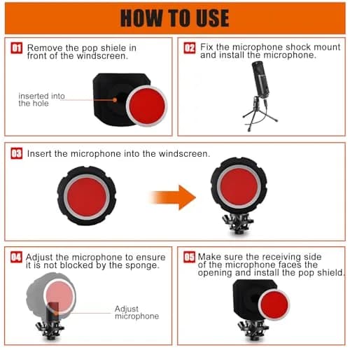 Piwerod Microphone Isolation Shield, Foam Wind Shield with Adjustable Holder & Pop Filter | Studio-Grade Acoustic Treatment thumbnail 6
