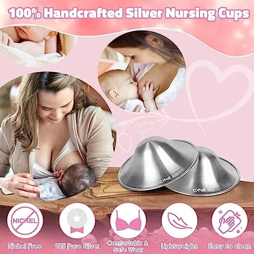 FATI Silver Nursing Cups XL | 925 Sterling Silver for Sore Nipple Relief thumbnail 4
