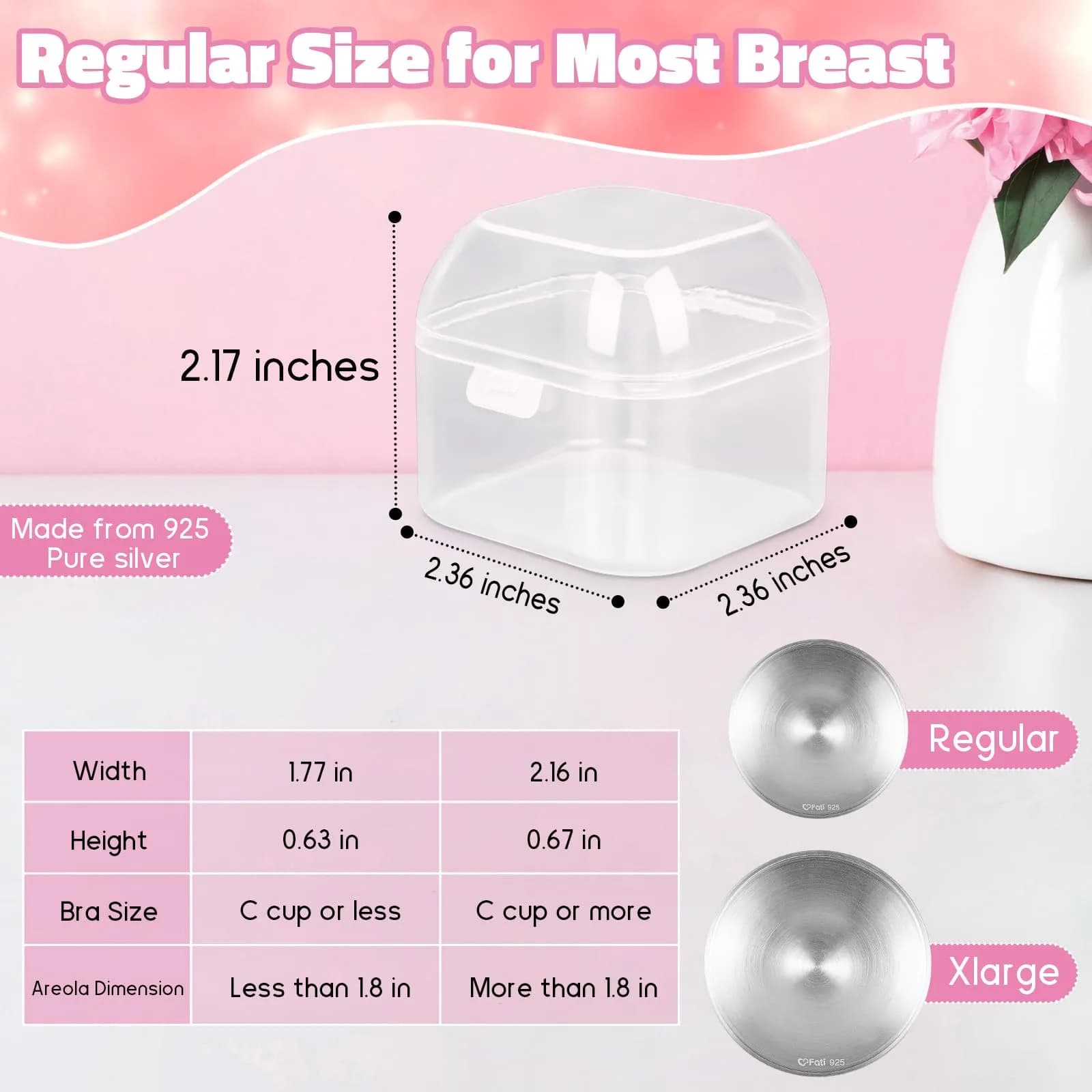 FATI Silver Nursing Cups for Breastfeeding, Nipple Shields for Newborns, Sore Nipple Relief - XL - view 5
