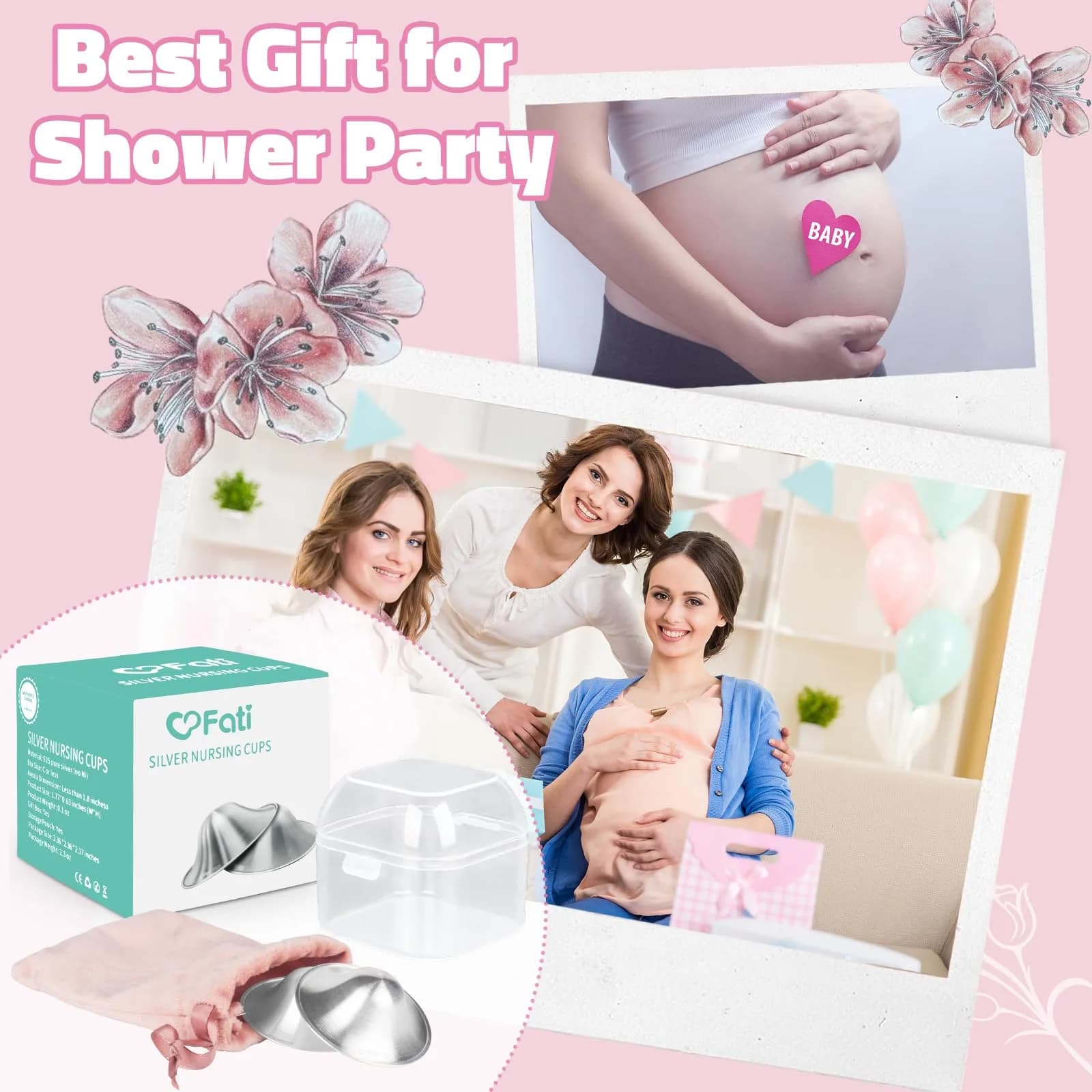 FATI Silver Nursing Cups for Breastfeeding, Nipple Shields for Newborns, Sore Nipple Relief - XL - view 7