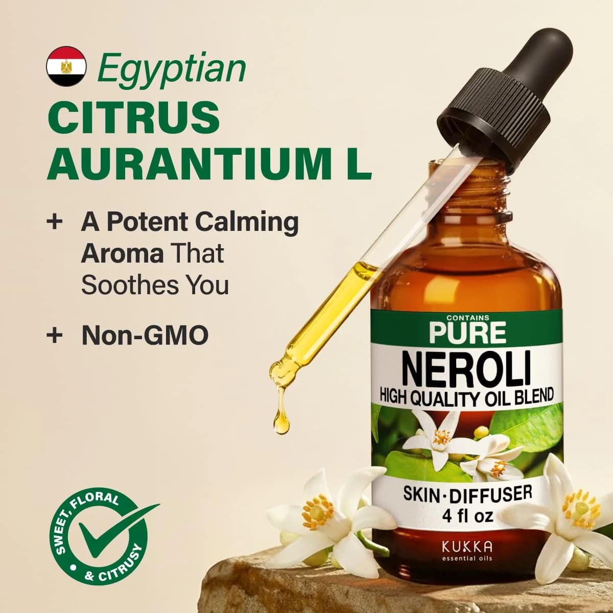KUKKA Neroli Essential Oil 118ml (4 Fl Oz) | Pure Aromatherapy & Skin Care - view 3