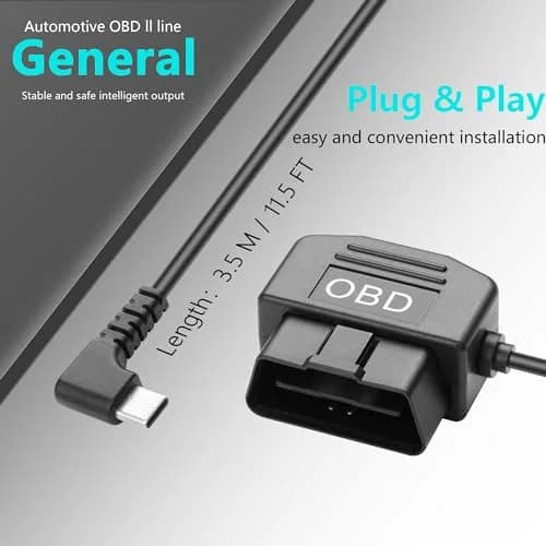 CERRXIAN OBD Power Cable for Dash Camera 13-40V to Type C | 3.5M/11.5FT, Low Voltage Protection thumbnail 6