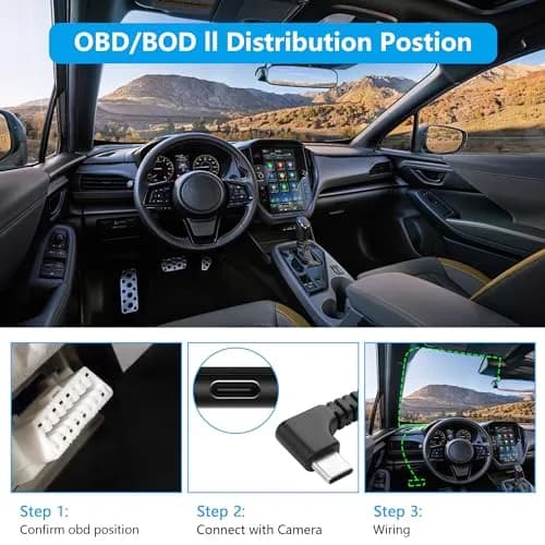 CERRXIAN OBD Power Cable for Dash Camera 13-40V to Type C | 3.5M/11.5FT, Low Voltage Protection thumbnail 3