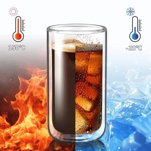 Joeyan Double Walled Beer Drinking Glasses 360ml | Insulated Thermo Glass Tumbler for Hot & Cold Drinks thumbnail 4