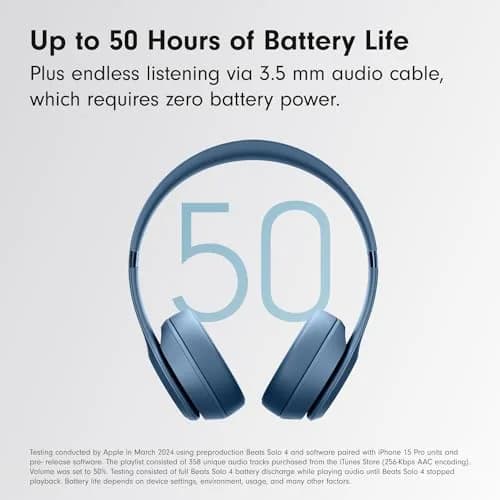 Beats Solo 4 Wireless On-Ear Bluetooth Headphones Up to 50-Hour Battery Slate Blue thumbnail 5