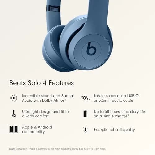 Beats Solo 4 Wireless On-Ear Bluetooth Headphones Up to 50-Hour Battery Slate Blue thumbnail 2