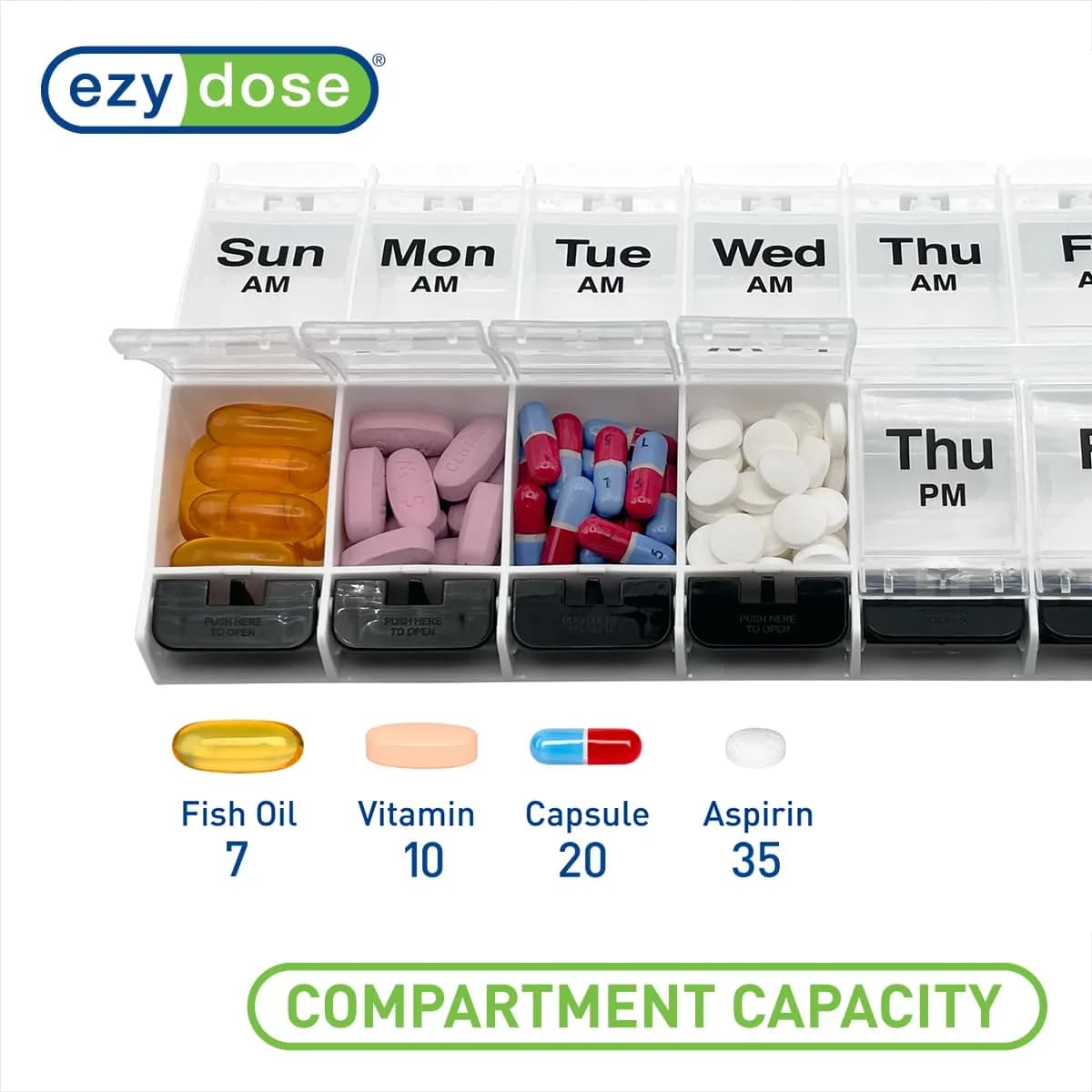 Ezy Dose Weekly AM/PM Pill Organizer X-Large Case, 14 Compartments | Arthritis Foundation Ease-of-Use Commendation - view 2