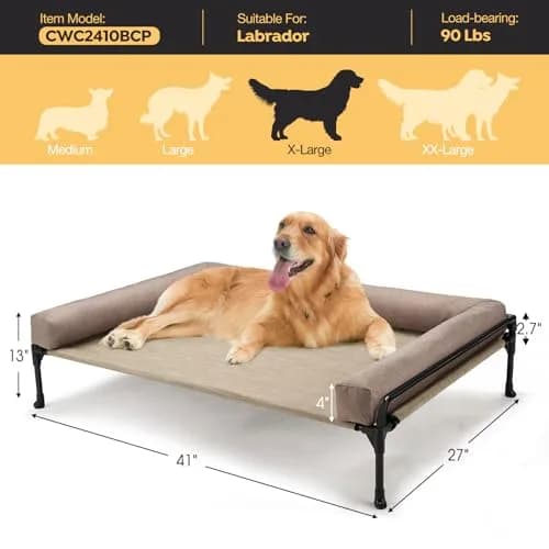Veehoo Outdoor Elevated Dog Bed-Cooling Raised Dog Cot for Large Dogs | Durable Steel & Mesh thumbnail 3