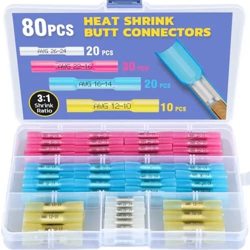 haisstronica Heat Shrink Butt Connectors 80PCS (26-10 AWG) | Waterproof, Marine & Automotive Grade thumbnail 1