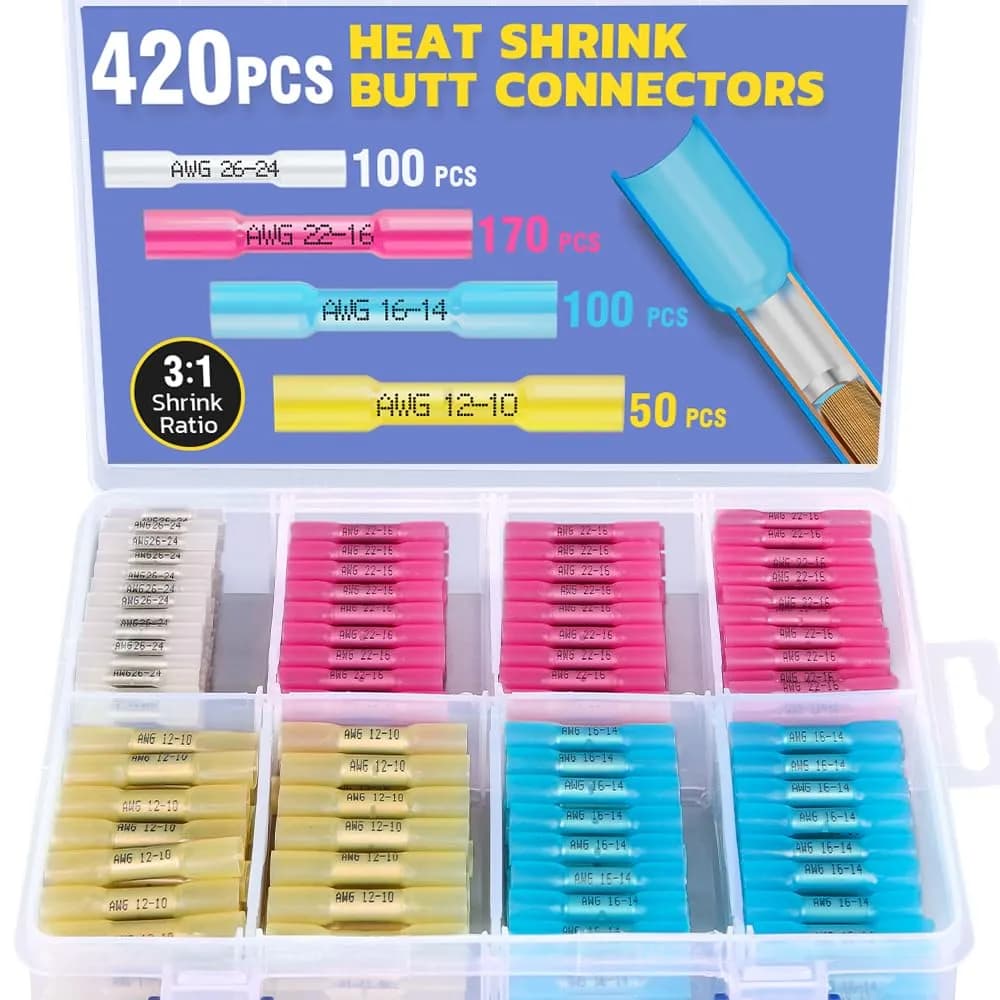 haisstronica 420PCS Heat Shrink Butt Connectors, 26-10 AWG | Waterproof, Marine & Automotive Grade - main product image