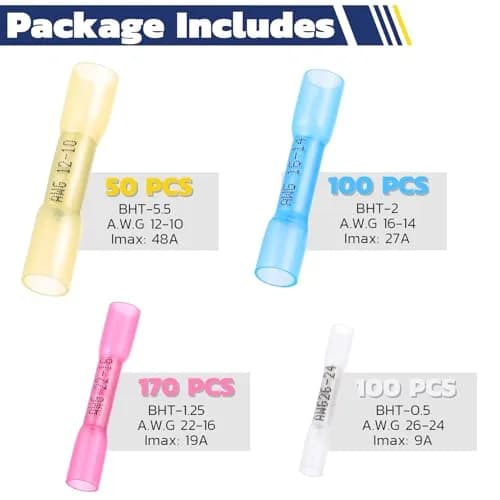 haisstronica 420PCS Heat Shrink Butt Connectors, 26-10 AWG | Waterproof, Marine & Automotive Grade thumbnail 6