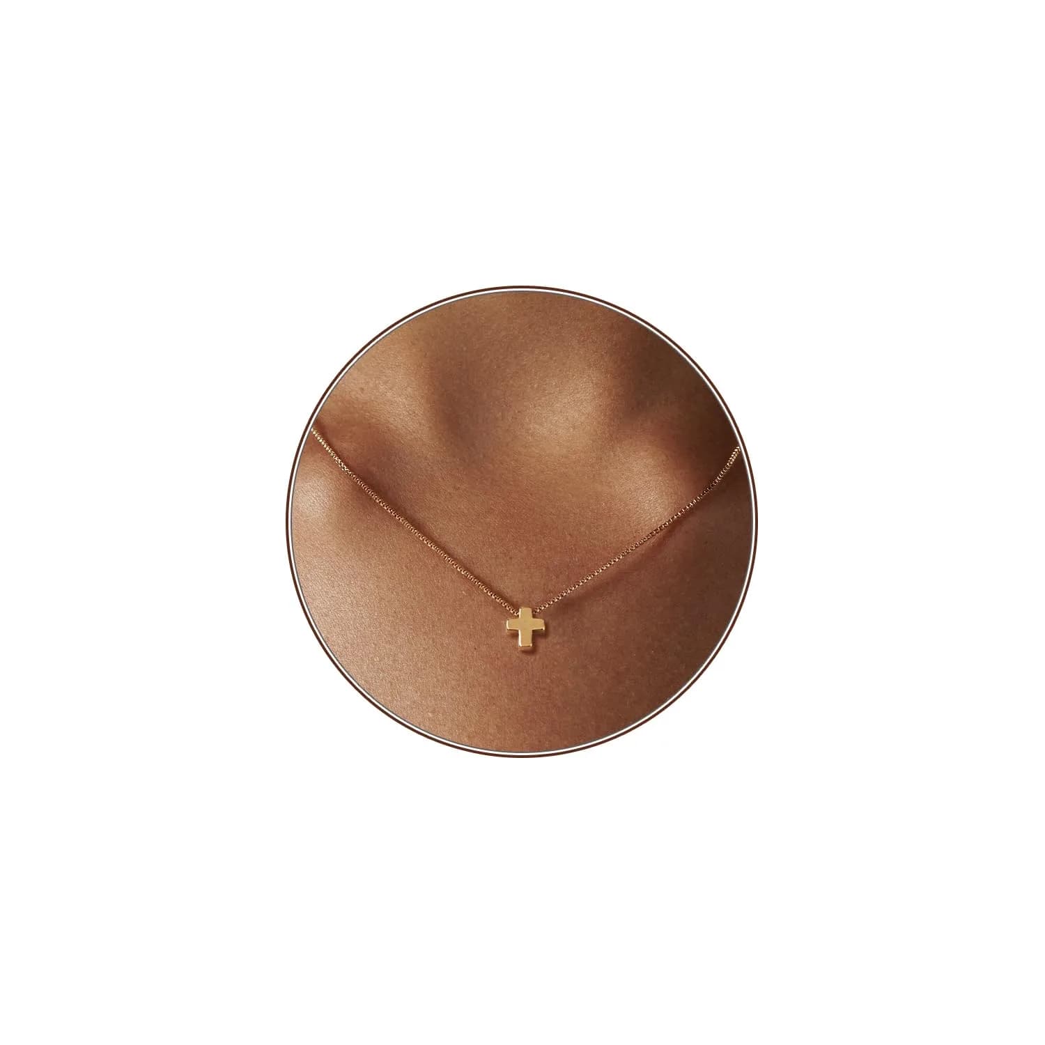 HERIER Gold Box Chain Cross Necklace 18K Gold Plated Faith Fashion Jewelry 41.9cm - main product image