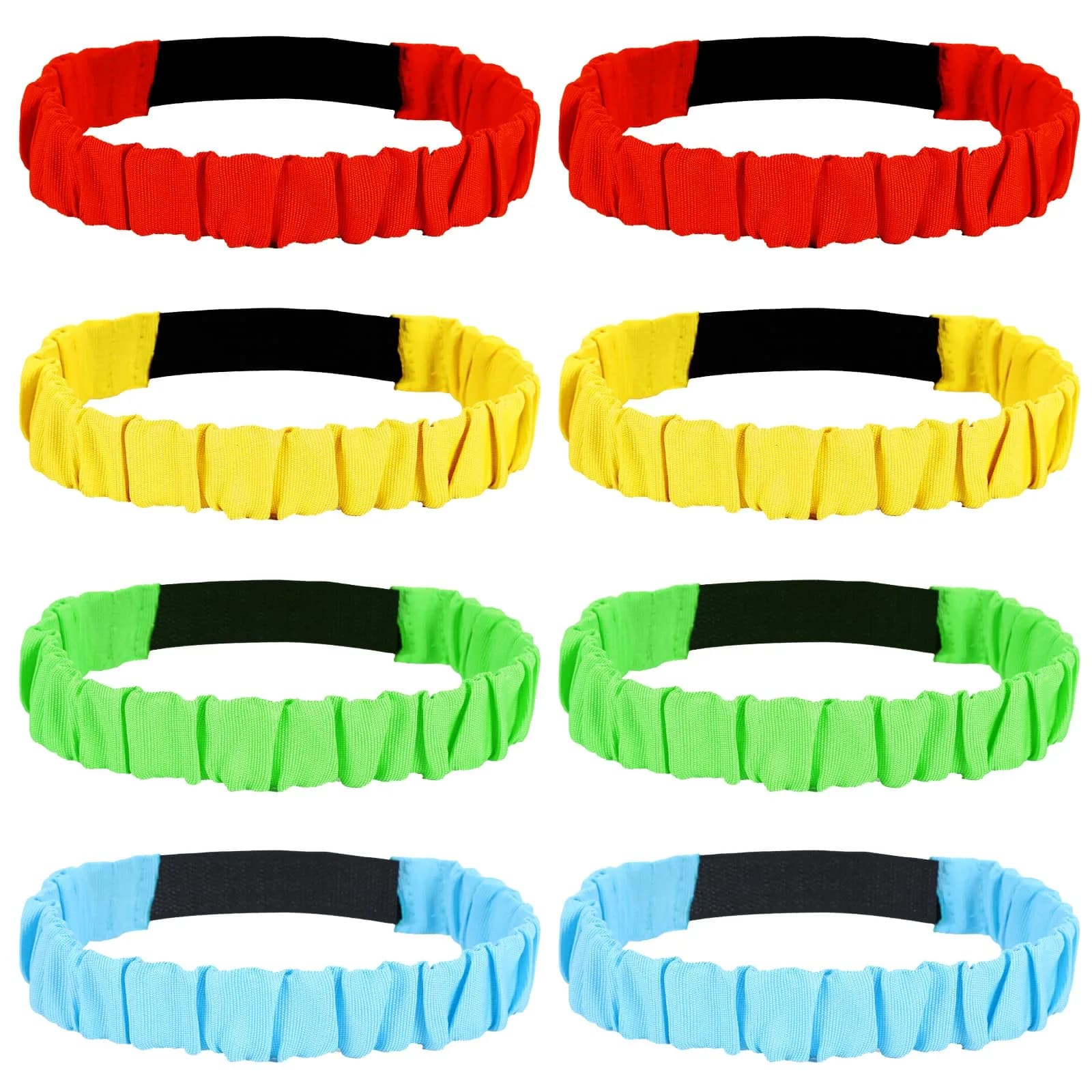 Augshy 8Pcs 3 Legged Race Bands Elastic Tie Rope 48cm-85cm | 4 Assorted Colors for Relay Race Game Carnival Field Day Backyard Party Supplies - main product image