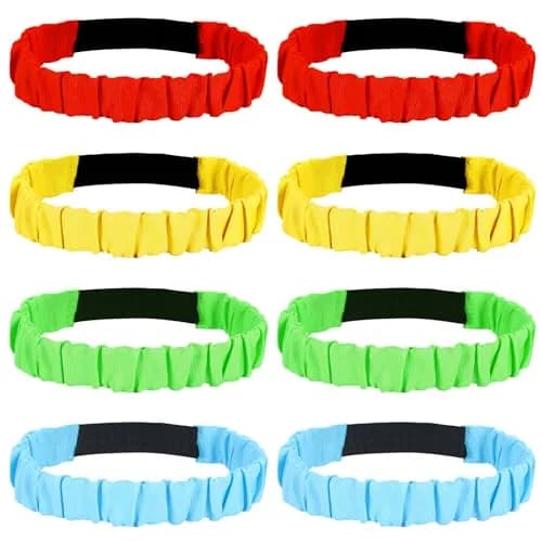 Augshy 8Pcs 3 Legged Race Bands Elastic Tie Rope 48cm-85cm | 4 Assorted Colors for Relay Race Game Carnival Field Day Backyard Party Supplies thumbnail 1
