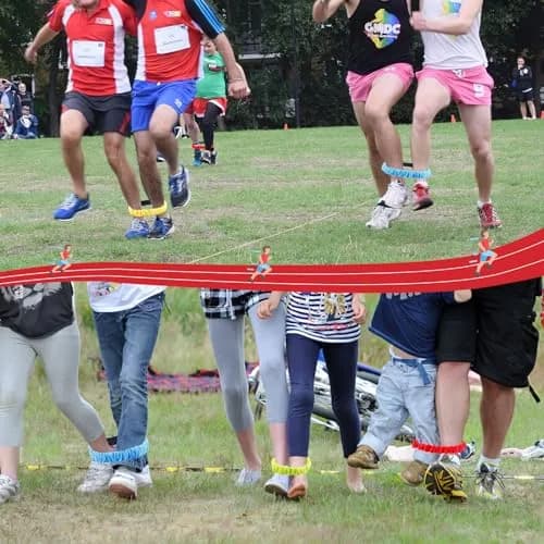 Augshy 8Pcs 3 Legged Race Bands Elastic Tie Rope 48cm-85cm | 4 Assorted Colors for Relay Race Game Carnival Field Day Backyard Party Supplies thumbnail 5
