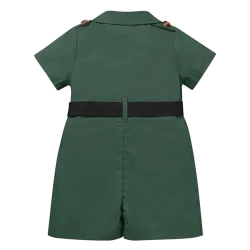 ODASDO Safari Outfit For Baby Girls Boys 1st Birthday Party Cake Smash Toddlers Zookeeper Suit Kids Jungle Forest Adventure Explorer Clothes Short Sleeve Jumpsuit Belt Bodysuit with Hat Green 12-18M thumbnail 3