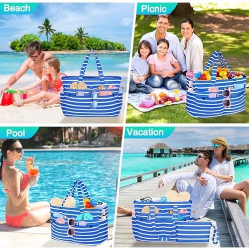 HUANLANG Extra Large Waterproof Beach Bag with Zipper Wet Pocket | 50L Capacity for Women & Men thumbnail 8
