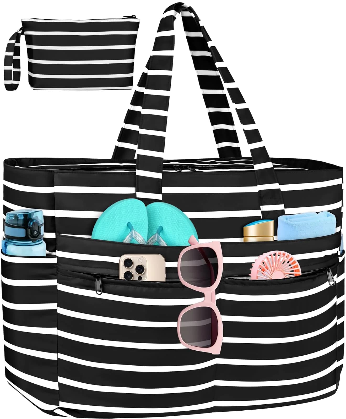 HUANLANG Extra Large Waterproof Beach Bag with Wet Pocket | 50L Capacity, Sandproof & Durable for Family Beach & Travel