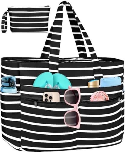 HUANLANG Extra Large Waterproof Beach Bag with Wet Pocket | 50L Capacity, Sandproof & Durable for Family Beach & Travel thumbnail 1