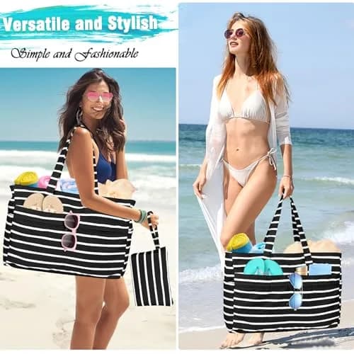 HUANLANG Extra Large Waterproof Beach Bag with Wet Pocket | 50L Capacity, Sandproof & Durable for Family Beach & Travel thumbnail 2