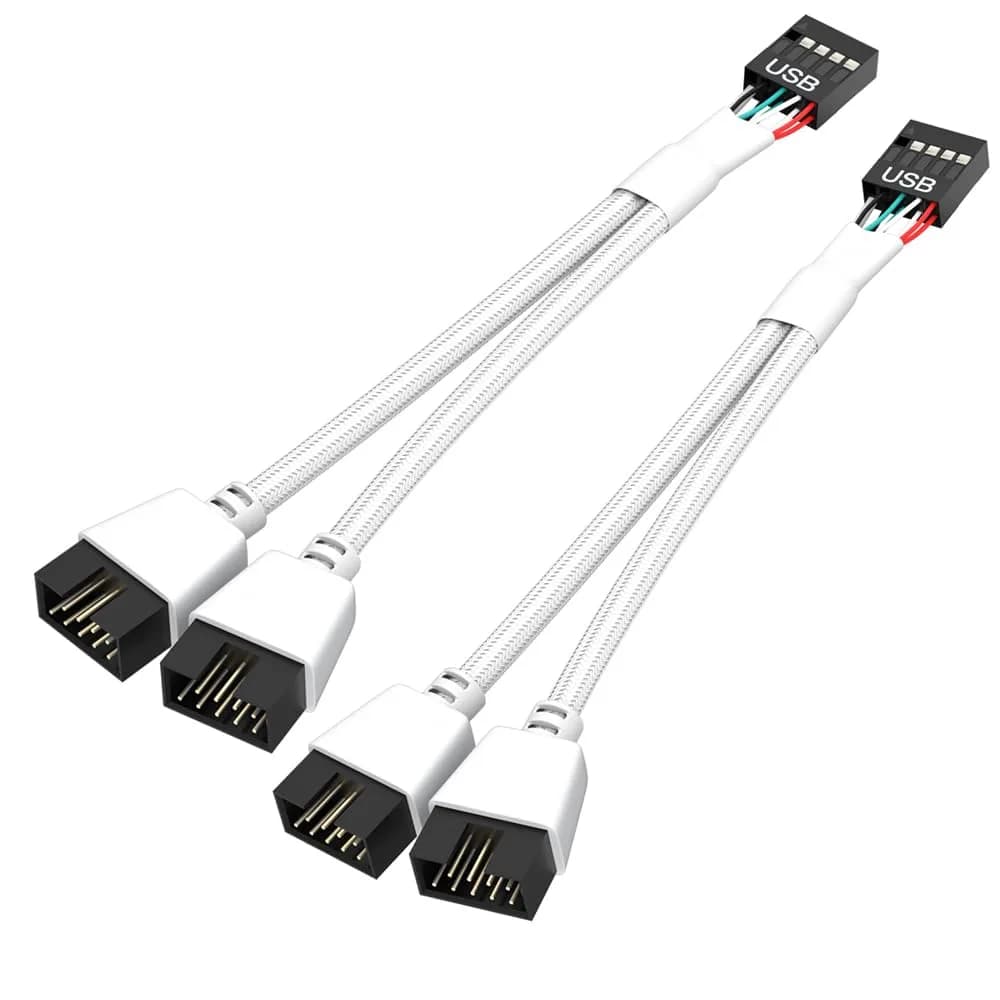 OwlTree 2 Pack Motherboard 9 Pin USB 2.0 to Dual 9 Pin Extension Splitter 16cm (6.3 Inch) | Solves USB Port Shortage - main product image