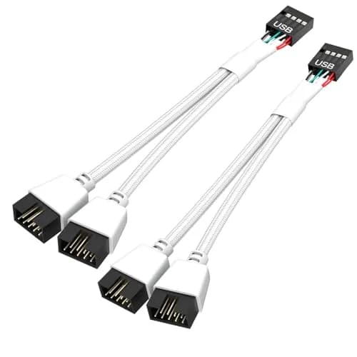 OwlTree 2 Pack Motherboard 9 Pin USB 2.0 to Dual 9 Pin Extension Splitter 16cm (6.3 Inch) | Solves USB Port Shortage thumbnail 1