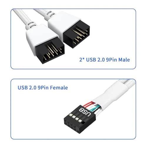 OwlTree 2 Pack Motherboard 9 Pin USB 2.0 to Dual 9 Pin Extension Splitter 16cm (6.3 Inch) | Solves USB Port Shortage thumbnail 2
