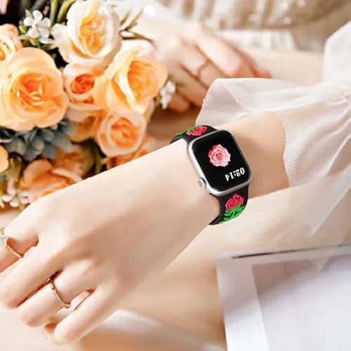 Wepro Floral Embossed Silicone Band for Apple Watch 38mm 40mm 41mm 42mm 44mm 45mm 46mm 49mm | Compatible with All Series thumbnail 8