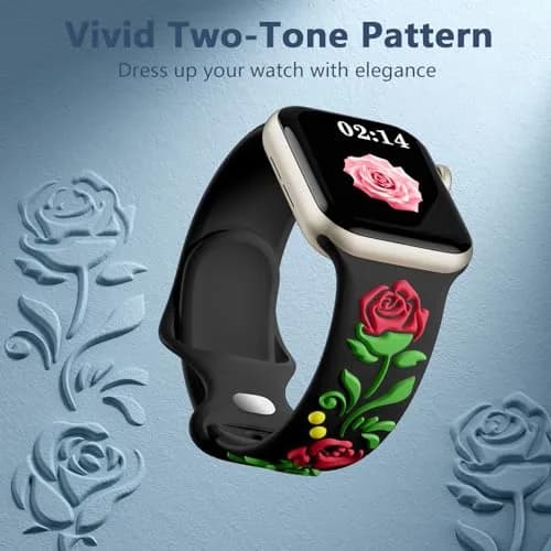 Wepro Floral Embossed Silicone Band for Apple Watch 38mm 40mm 41mm 42mm 44mm 45mm 46mm 49mm | Compatible with All Series thumbnail 3