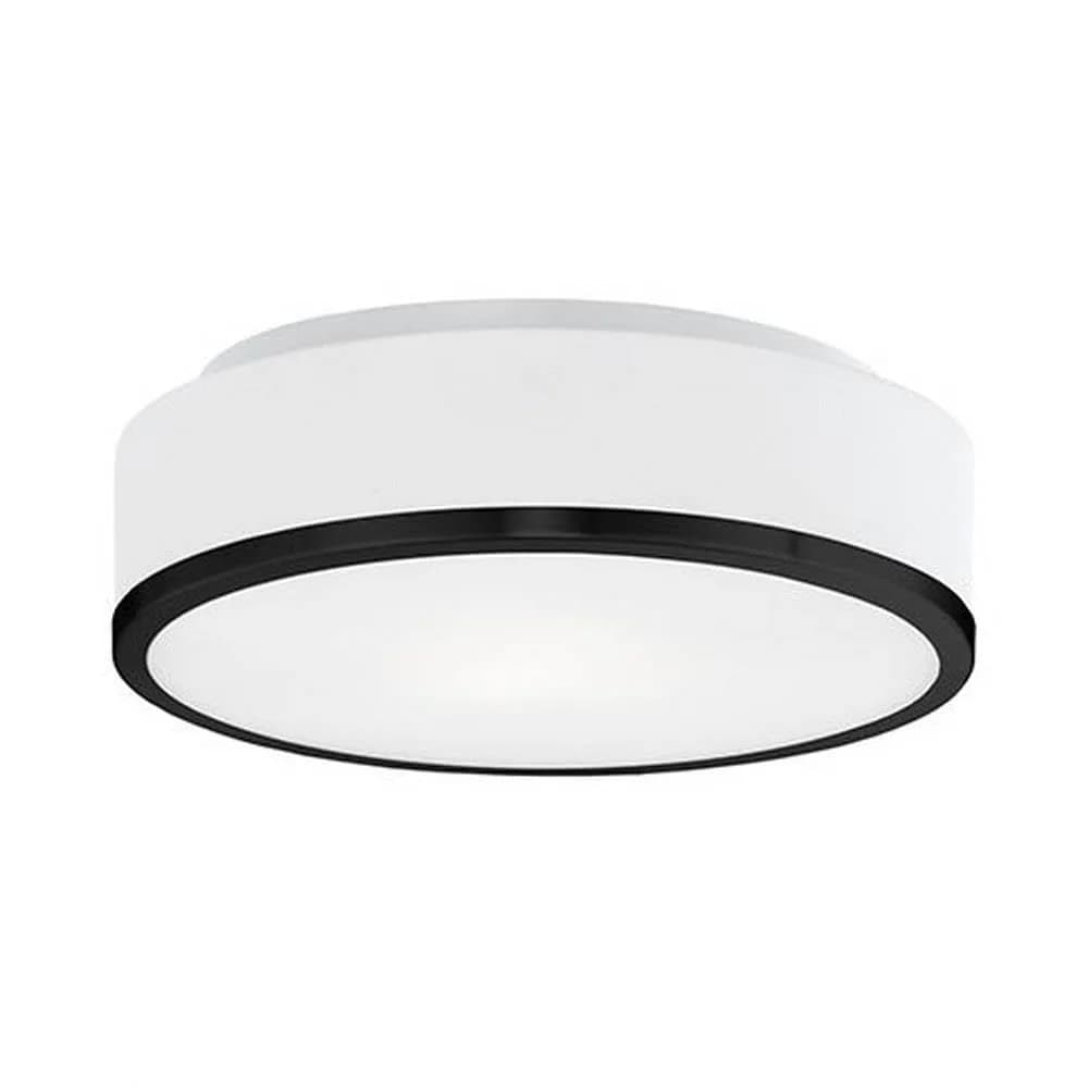 Kuzco Charlie 12in LED Flush Mount Black Opal Glass | Modern Steel Ceiling Light