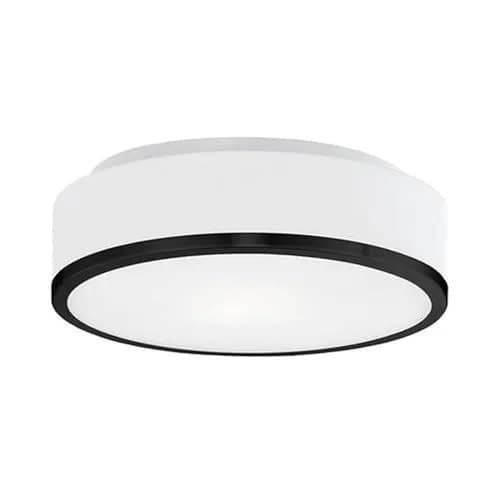 Kuzco Charlie 12in LED Flush Mount Black Opal Glass | Modern Steel Ceiling Light thumbnail 1