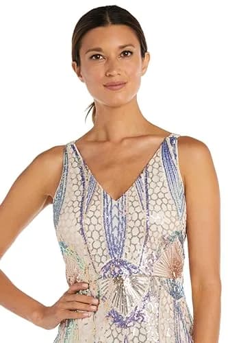 NIGHTWAY Long Sleeveless Sequined Gown with Leg Slit | Hollywood Glamour in India (70-120 chars) thumbnail 2