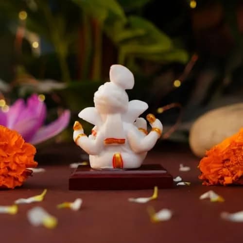Servdharm Pagri Ganesh Idol for Car Dashboard | 8.1 cm (3.2") Resin Statue | Home Decor, Office Desk, Puja & Gifting thumbnail 4