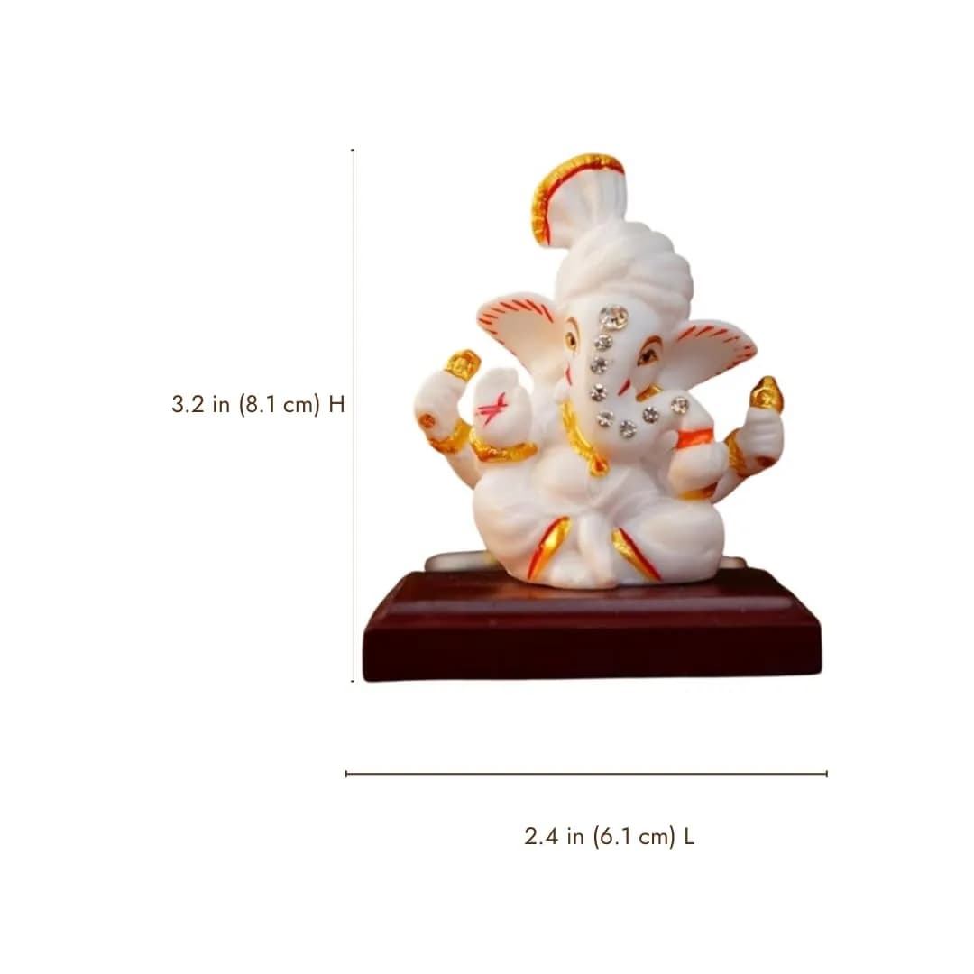 Servdharm Pagri Ganesh Idol for Car Dashboard | 8.1 cm (3.2") Resin Statue | Home Decor, Office Desk, Puja & Gifting - view 6