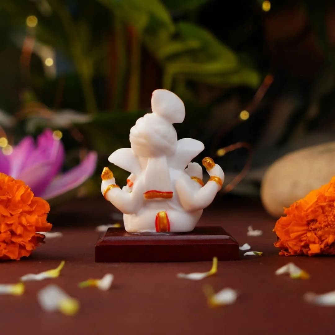 Servdharm Pagri Ganesh Idol for Car Dashboard | 8.1 cm (3.2") Resin Statue | Home Decor, Office Desk, Puja & Gifting - view 4